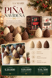 Ficha de Piñas de Navidad de La Marie con colores y medidas