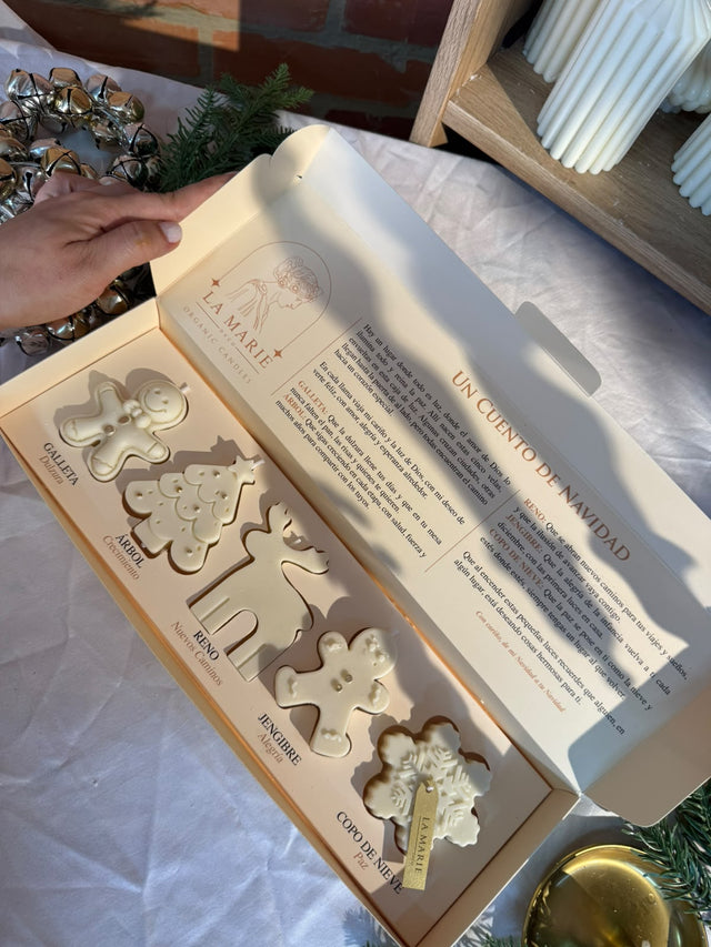 Vista superior de la Caja de Luz con sus cinco velas de cera vegetal